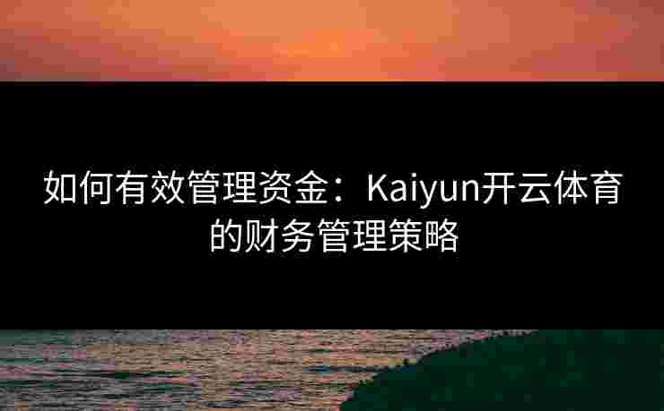 如何有效管理资金：Kaiyun开云体育的财务管理策略