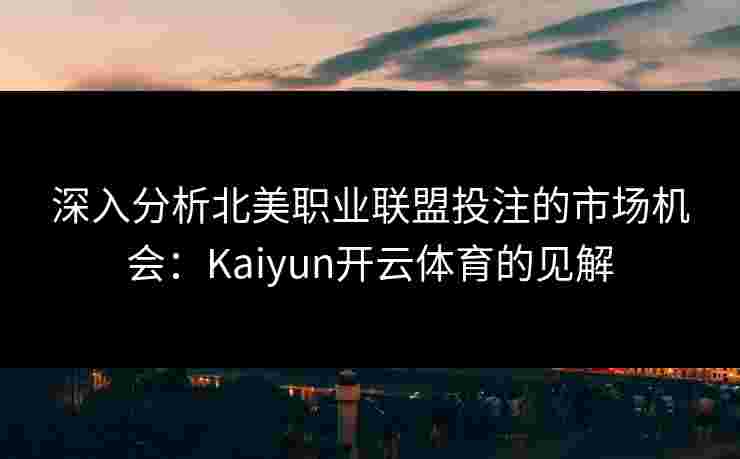 深入分析北美职业联盟投注的市场机会：Kaiyun开云体育的见解