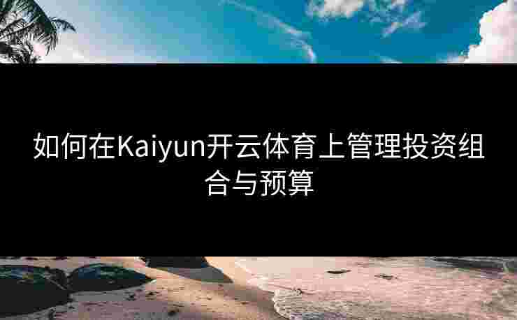 如何在Kaiyun开云体育上管理投资组合与预算