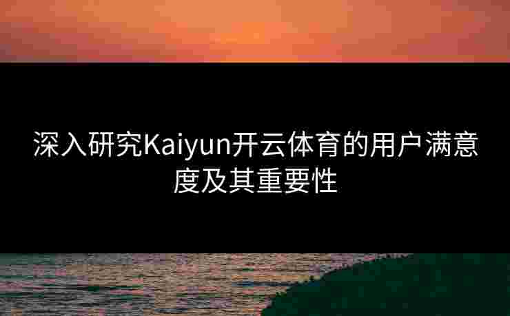 深入研究Kaiyun开云体育的用户满意度及其重要性